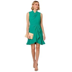 Adrianna Papell Womens Faux Wrap A-line Dress, Green, NWT